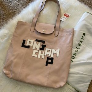 New with Tag Longchamp Logo Patch Lambskin Tote